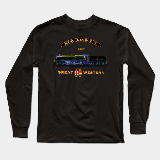 The Great Western Railway King George V steam Train MotorManiac Long Sleeve T-Shirt by MotorManiac